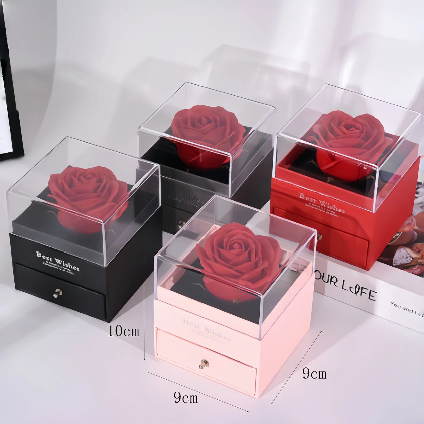 Women's Holiday Gifts Eternal Red Rose With Heart Necklace Flower Lipstick Gift For Mom Girlfriend Birthday From Daughter Sons