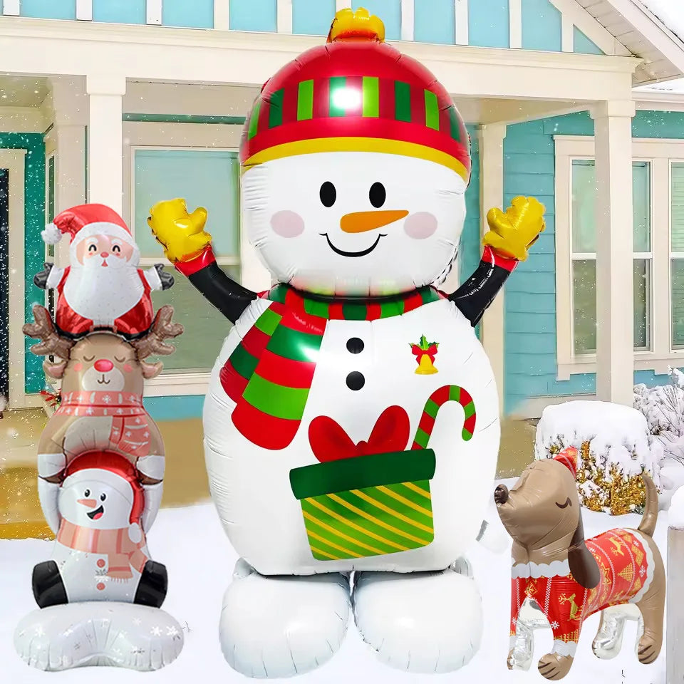 Christmas Inflatable Snowman Balloon Standing Snowman  Foil Balloon Outdoor Yard Decorations New Year Xmas Party Christmas Decor