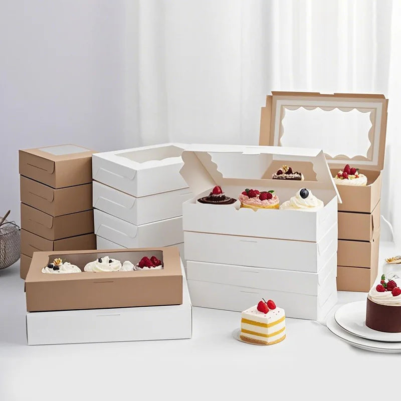 5-20pcs Gift Boxes With Window Birthday Party Chocolate Candy Cookie Gift Packaging Wedding Supplies Baby Shower Christmas Decor