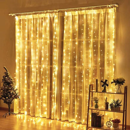 Christmas Lights USB LED Fairy Curtain String Lights with 8 Mode Remote Festoon Christmas Decoration for Home Holiday Wedding
