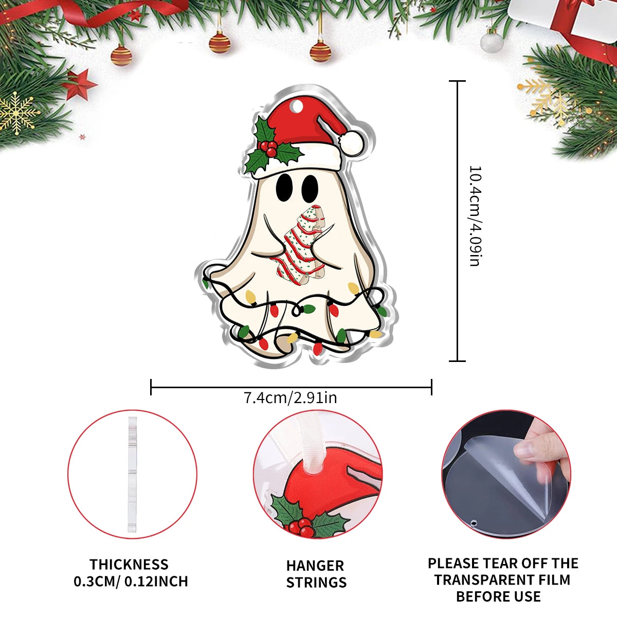 Navidad 2026 New Year Gifts - Christmas Theme Acrylic Hanging Ornaments Art Pendant for Car Home Party Wall Decoration 1PCS