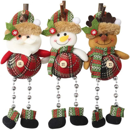 Christmas Tree Decorations, Plush Hanging Ornaments for Holiday Party, Santa Claus Snowman Reindeer Christmas Home Decoration