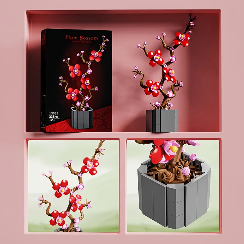 Miniature potted orchids, magnolias, paradise birds, chrysanthemums building blocks, Valentine's Day and Mother's Day gifts
