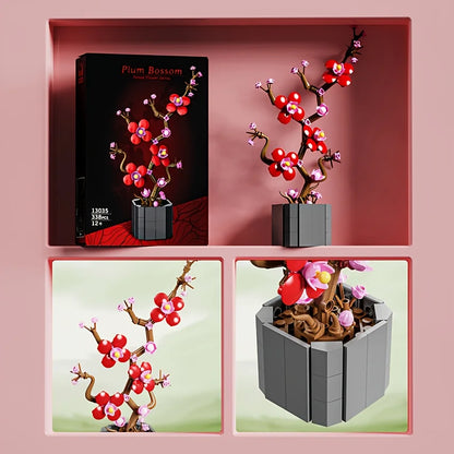 Miniature potted orchids, magnolias, paradise birds, chrysanthemums building blocks, Valentine's Day and Mother's Day gifts
