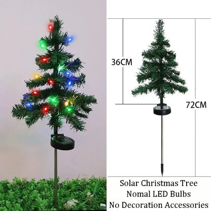 Christmas Tree LED Lights Solar Outdoor Decorative Lawn Garden Lamp Pathway Landscape Lighting for Holiday Festive Decor