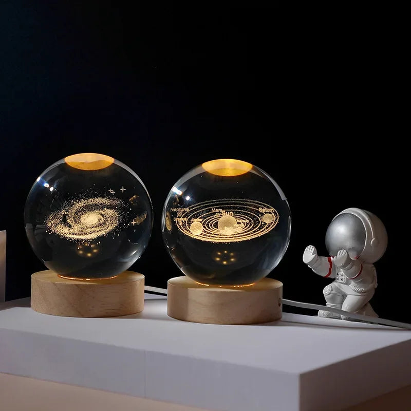 NEW Christmas Birthday Gifts6 Crystal Ball Planet Night Light Laser Solar System Globe Astronomy Festival GiftsDesktopDecoration