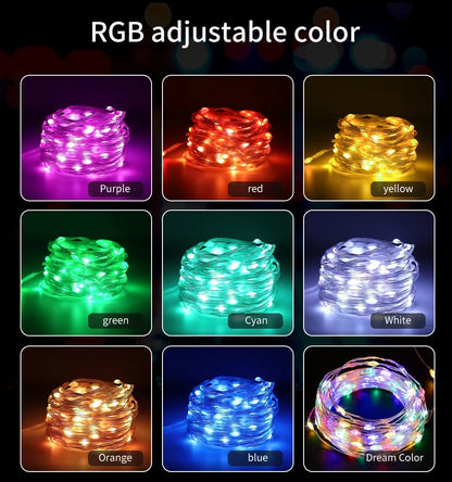 Led Fairy Light Strip Christmas Lights Smart Bluetooth USB Music Festoon Street Garland Wedding Birthday Party Decor for Home