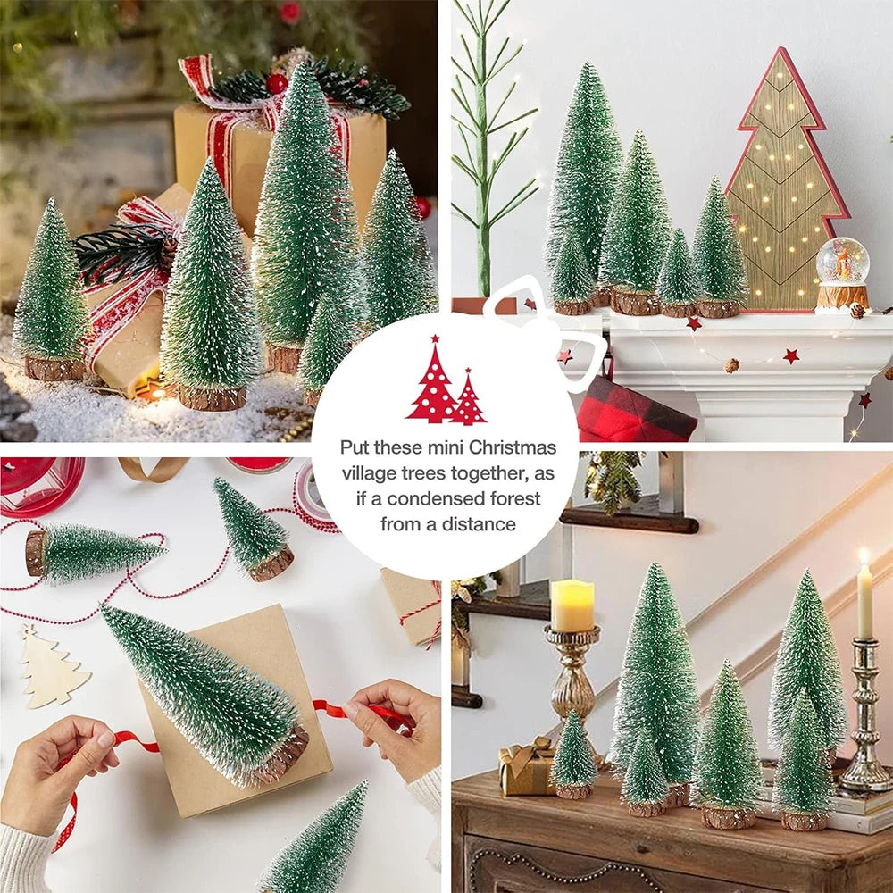 Christmas Decoration Artificial Mini Tree Ornaments Miniature Cedar Snow Pines for Home Table Decor 2024 Navidad Landscape Gifts