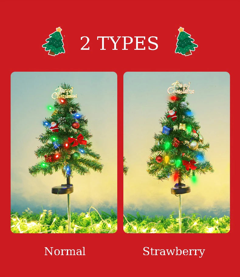 Christmas Tree LED Lights Solar Outdoor Decorative Lawn Garden Lamp Pathway Landscape Lighting for Holiday Festive Decor