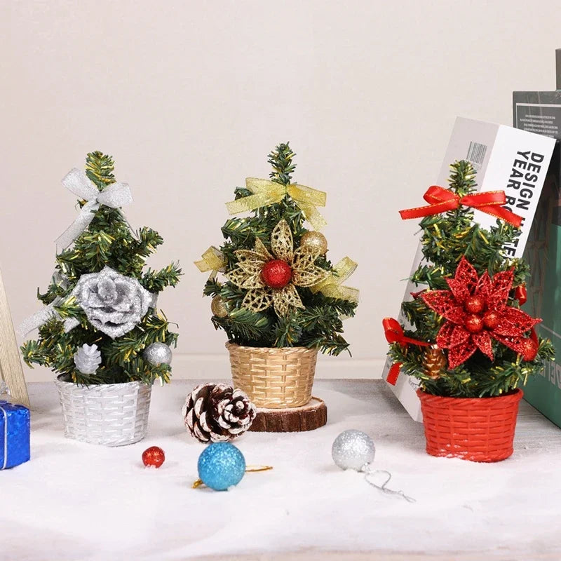 3PCS Xmas Tree Artifical Mini Christmas Tree Christmas Gift Snow Frost Trees Home Decor