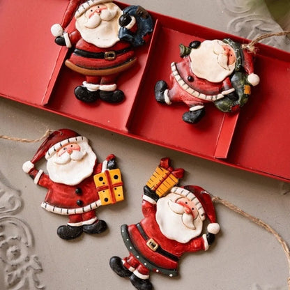 Cartoon Christmas Hanging Ornaments Handcrafted Tree Wooden Beaded String Snowman Pendant Decoration