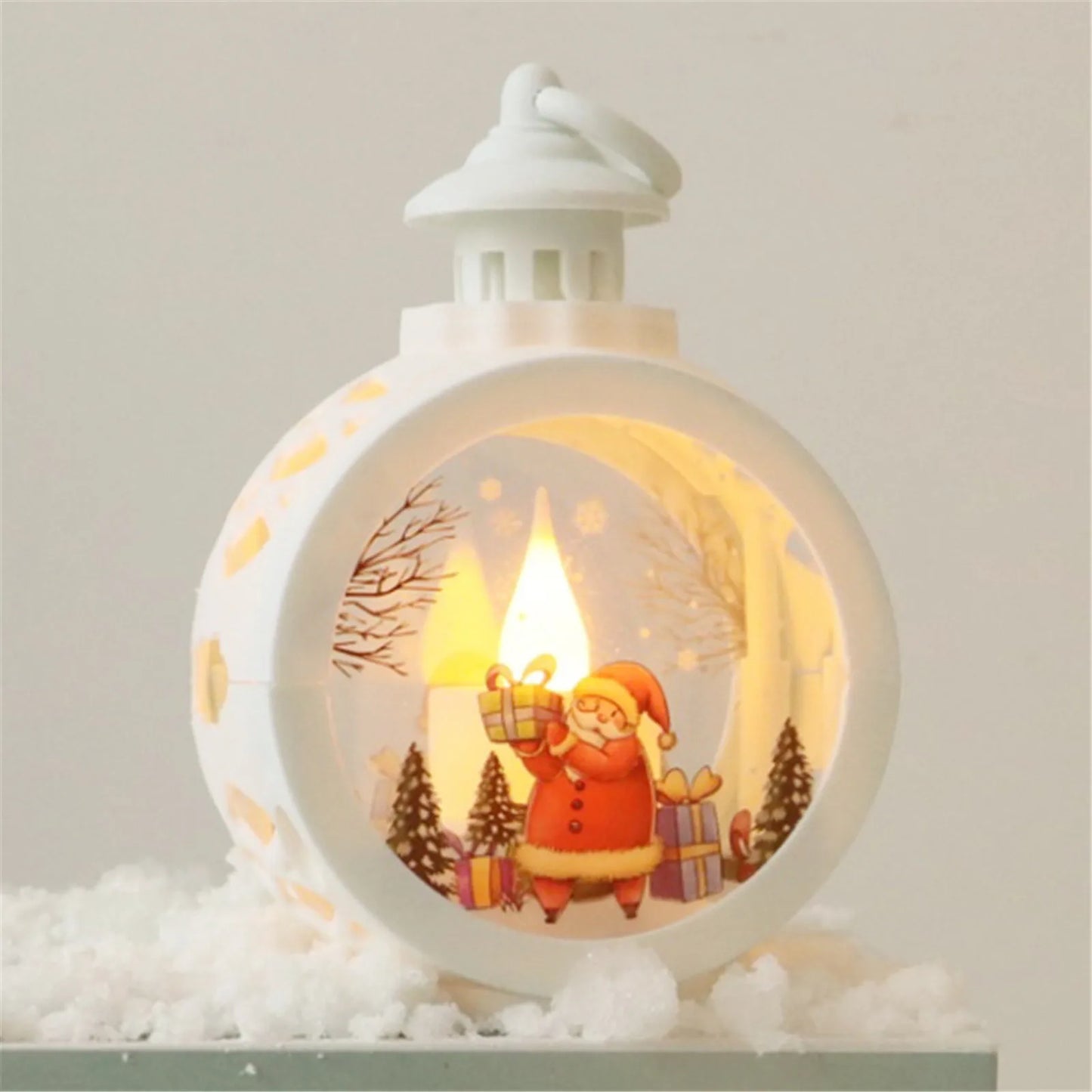 Christmas LED Candle Light Round Hanging Lantern Festive Holiday Ornament Figurine Indoor Home Christmas Party Decoration