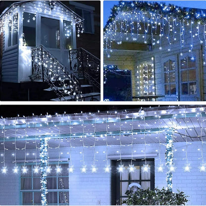 Christmas Snowflakes LED String Lights Flashing Fairy Curtain Lights  for Holiday Party Wedding Xmas Decoration Household Goods