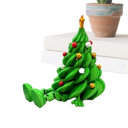 Mini Christmas Trees 3D Printed Toys Cute Figurines with Articulated Legs Statues Store Window Displays Christmas Festive Decor