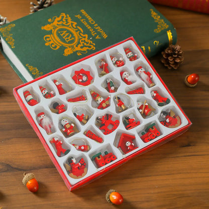 Christmas Tree Decoration,Set of Wooden Hanging Ornaments,Small Pendant,Gift Box,Window Props Ornaments,Christmas Decorations