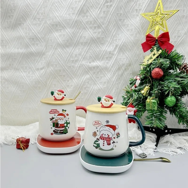 Hot-selling Christmas gifts: Warm cups, covered spoons, souvenir mugs, Christmas ceramic cups