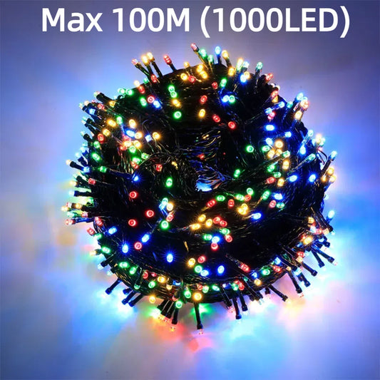 LED Multicolor String Lights 100M Waterproof Christmas Halloween Decor