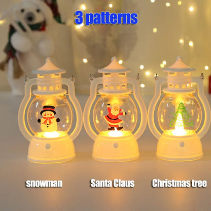 Portable LED Christmas Santa Claus Snowman Lanterns Indoor Decor Lights Battery Powered for Home Xmas New Year Navidad Ornaments