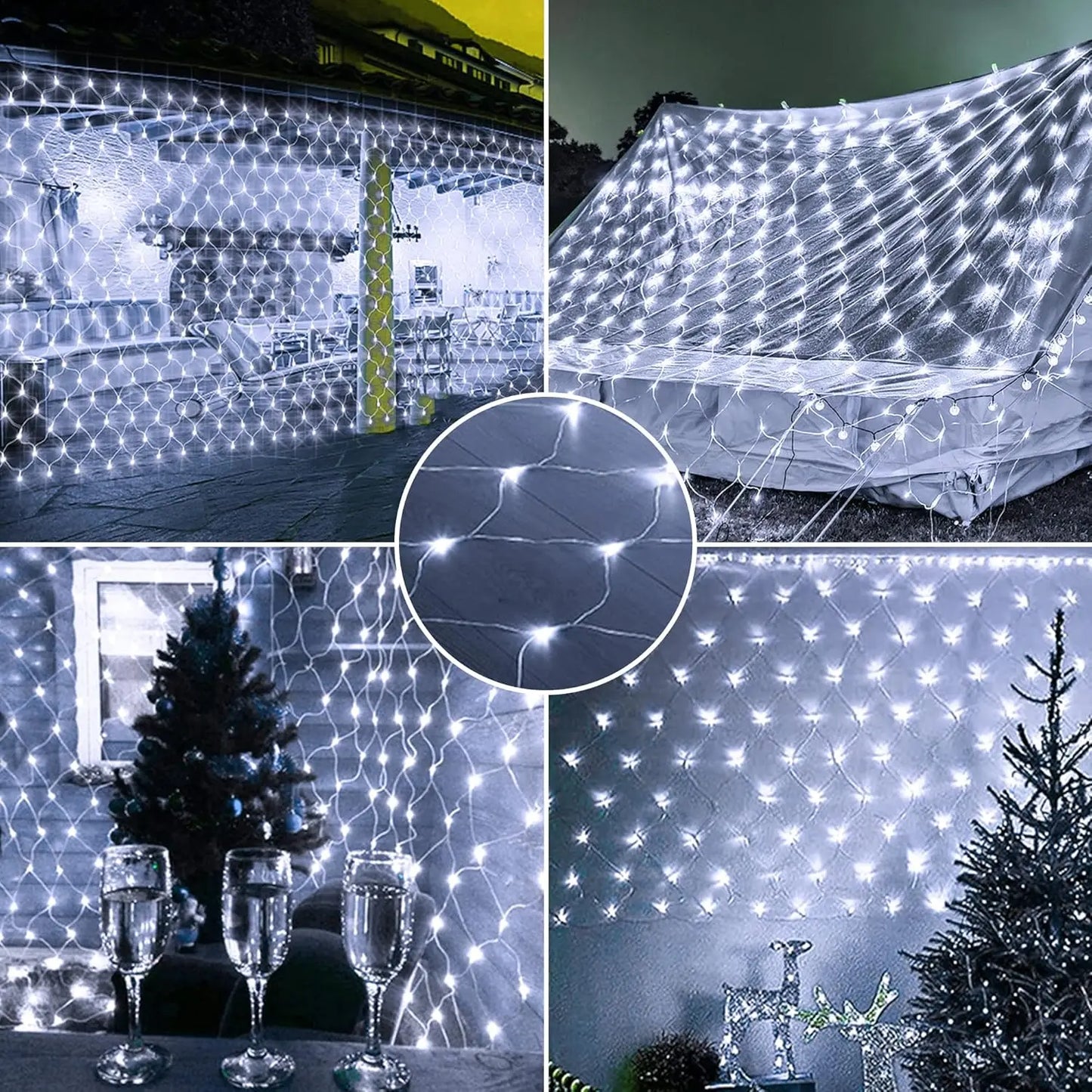 Christmas Net Lights Outdoor Solar Powered Mesh Light Waterproof Timing Dimmable for Tree Garden Yard Wedding Party Decoration