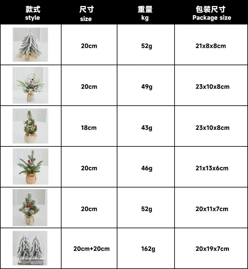 Christmas Tree Mini Desktop Decoration Plush Falling Snow PE Tree Holiday Scene Decoration 20cm Christmas Trees Home Decor