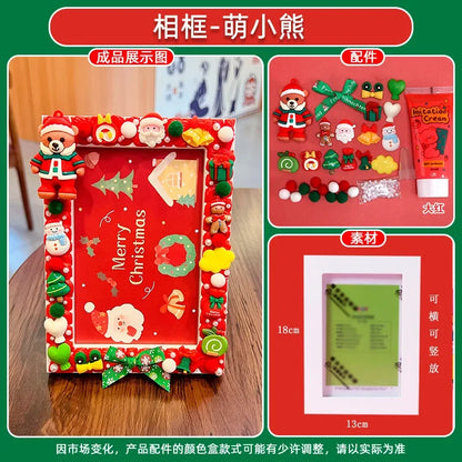 Christmas Holiday Gifts DIY  Cream Gum 6 Inches  Photo Frame Material Pack Handmade Production Cartoon Photo Frame Wooden