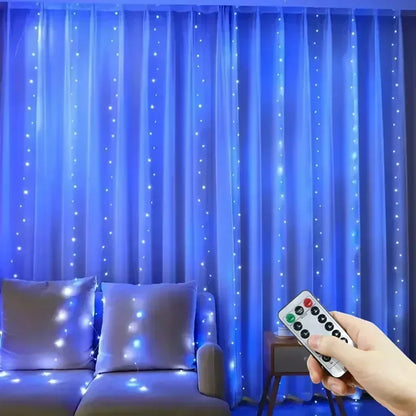 Christmas Home Decoration USB 8 Modes Fairy Garland Lights LED Curtain String Lights with Remote Control for Bedroom Wedding