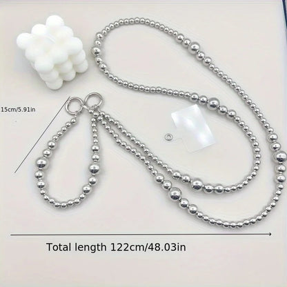 Holiday party gifts for friends and family, long silver bead hanging rope, phone case, bag, pendant