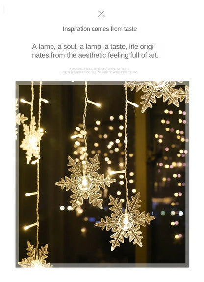 Christmas Snowflakes LED String Lights Flashing Fairy Curtain Lights  for Holiday Party Wedding Xmas Decoration Household Goods