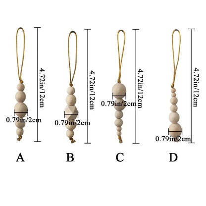 Cartoon Christmas Hanging Ornaments Handcrafted Tree Wooden Beaded String Snowman Pendant Decoration