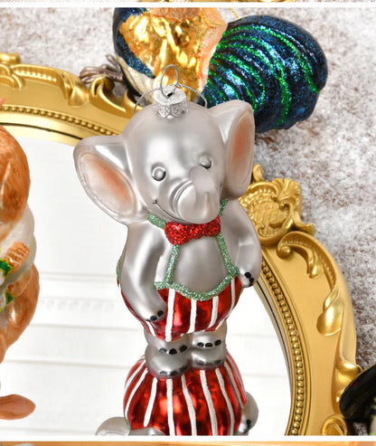 Christmas ornaments, glass paintings, roosters, pandas, animal shapes, charms, home christmas tree scenes, dress up pendants