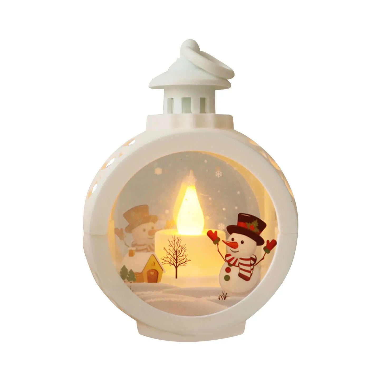 Christmas LED Candle Light Round Hanging Lantern Festive Holiday Ornament Figurine Indoor Home Christmas Party Decoration