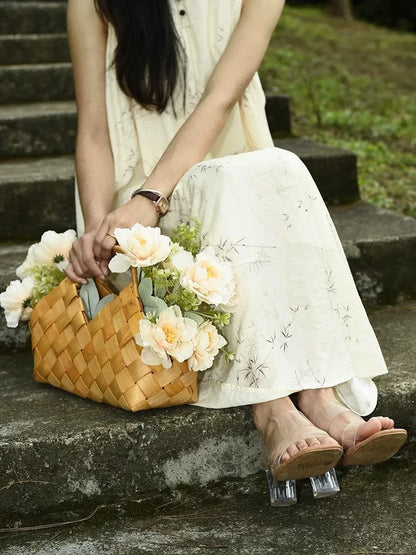 Gift Woven Flower Basket,decor Flower Basket Festival Wedding Birthday Creative Gift Woven Bag Hand Gift Basket Party Supplies