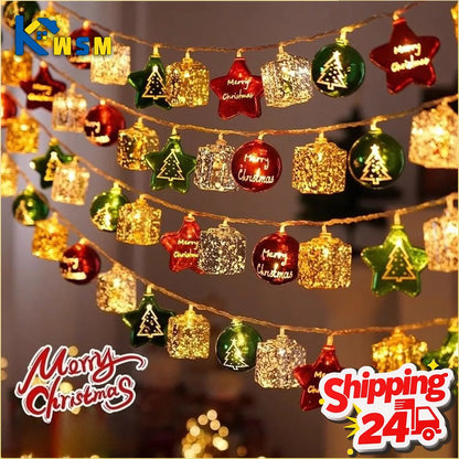 Christmas LED String Lights Santa Snowman Star Shaped Lights Perfect Holiday Atmosphere Lighting for Tree Party Decorations
