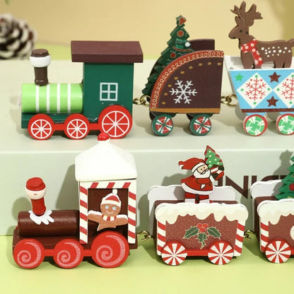 Christmas Tree Ornaments Wooden Train Christmas Decorations for Home Decor 2024 Navidad Noel Natal Gifts Happy New Year 2025
