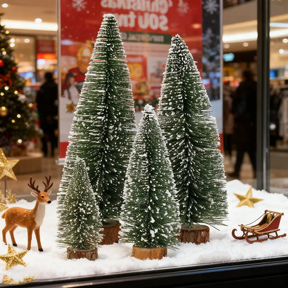 10cm/15cm/20cm/25cm Christmas Trees Dipped in White Cedar Desktop Small Christmas Trees, Christmas Tree Decoration for Christmas