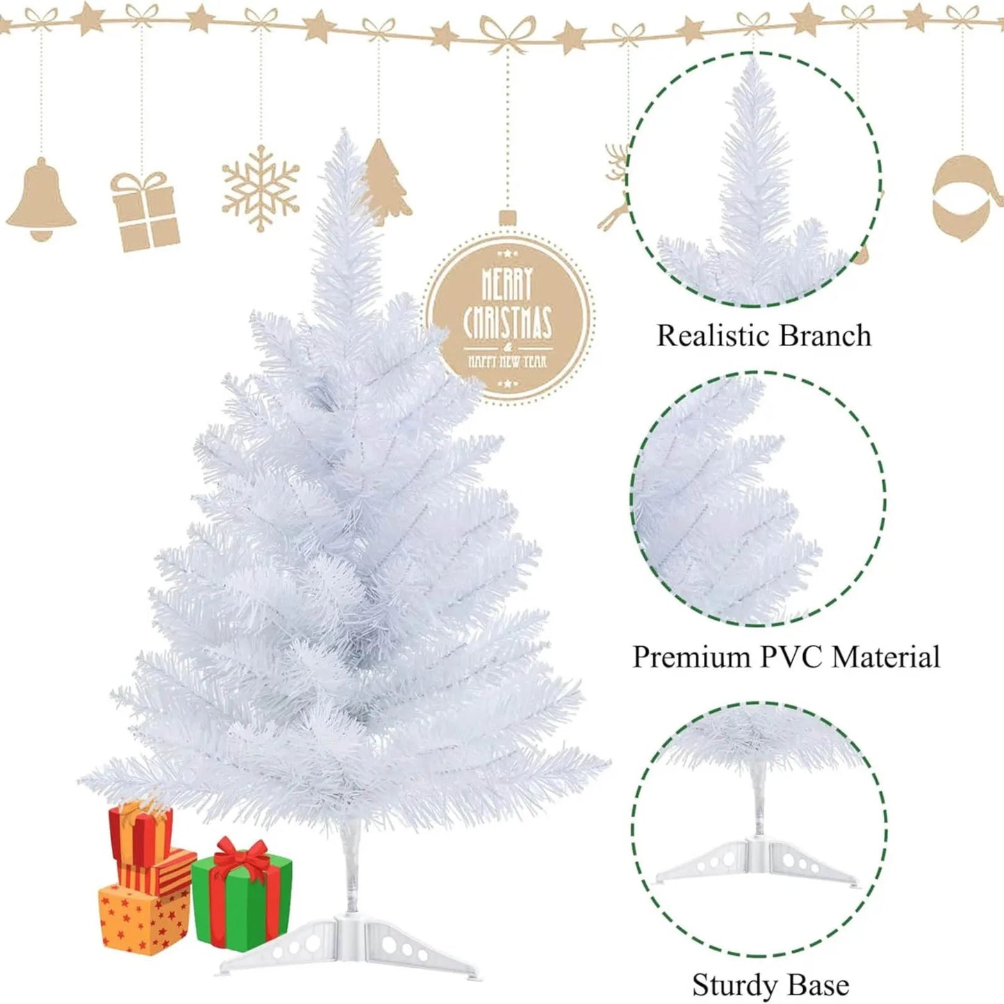 Artificial White Christmas Tree Mini Desktop Decoration 60cm Ornaments Trees Perfect For Home Garden Courtyard Decorate