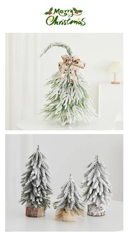 Christmas Tree Mini Desktop Decoration Plush Falling Snow PE Tree Holiday Scene Decoration 20cm Christmas Trees Home Decor