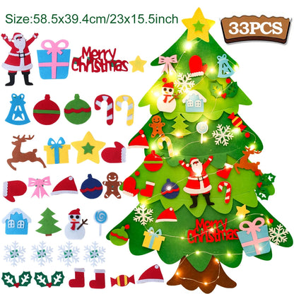 Kids DIY Felt Christmas Tree Merry Christmas Decorations For Home 2025 Christmas Ornaments Navidad 2026 New Year Gifts Xmas Tree