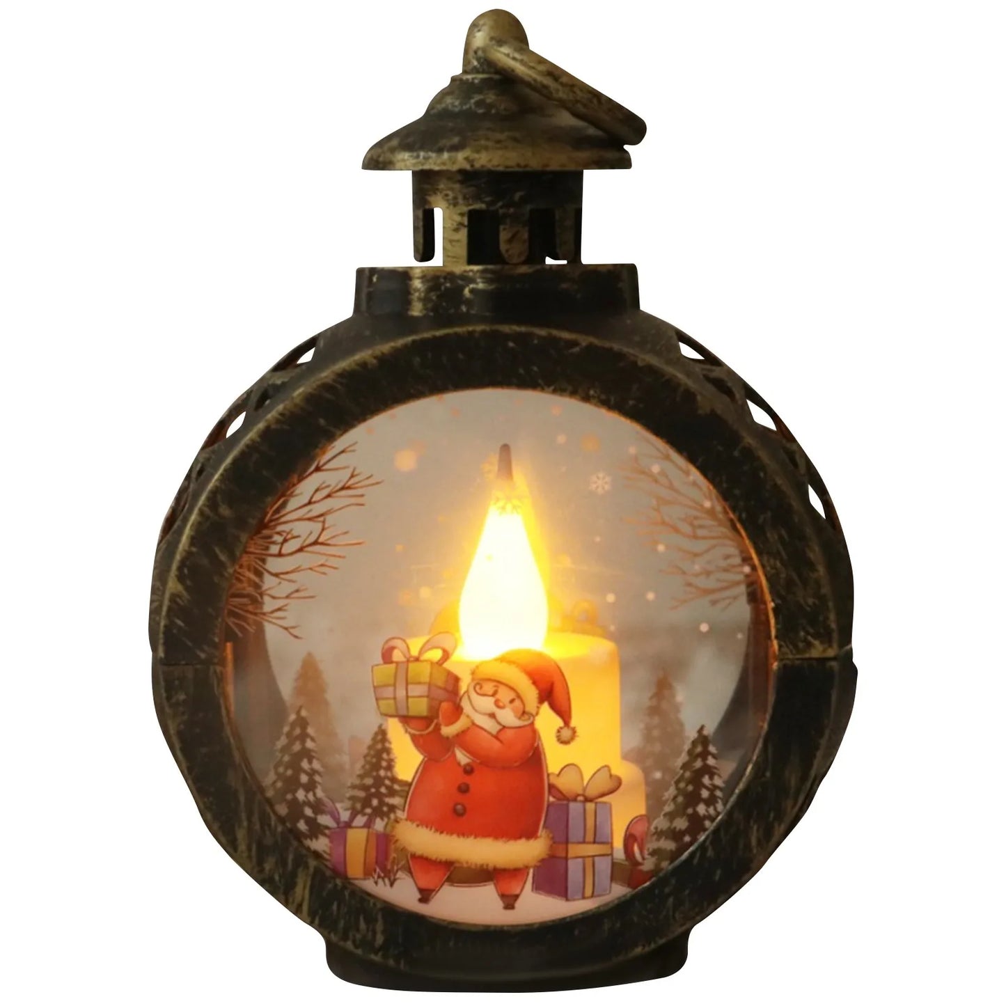 Christmas LED Candle Light Round Hanging Lantern Festive Holiday Ornament Figurine Indoor Home Christmas Party Decoration