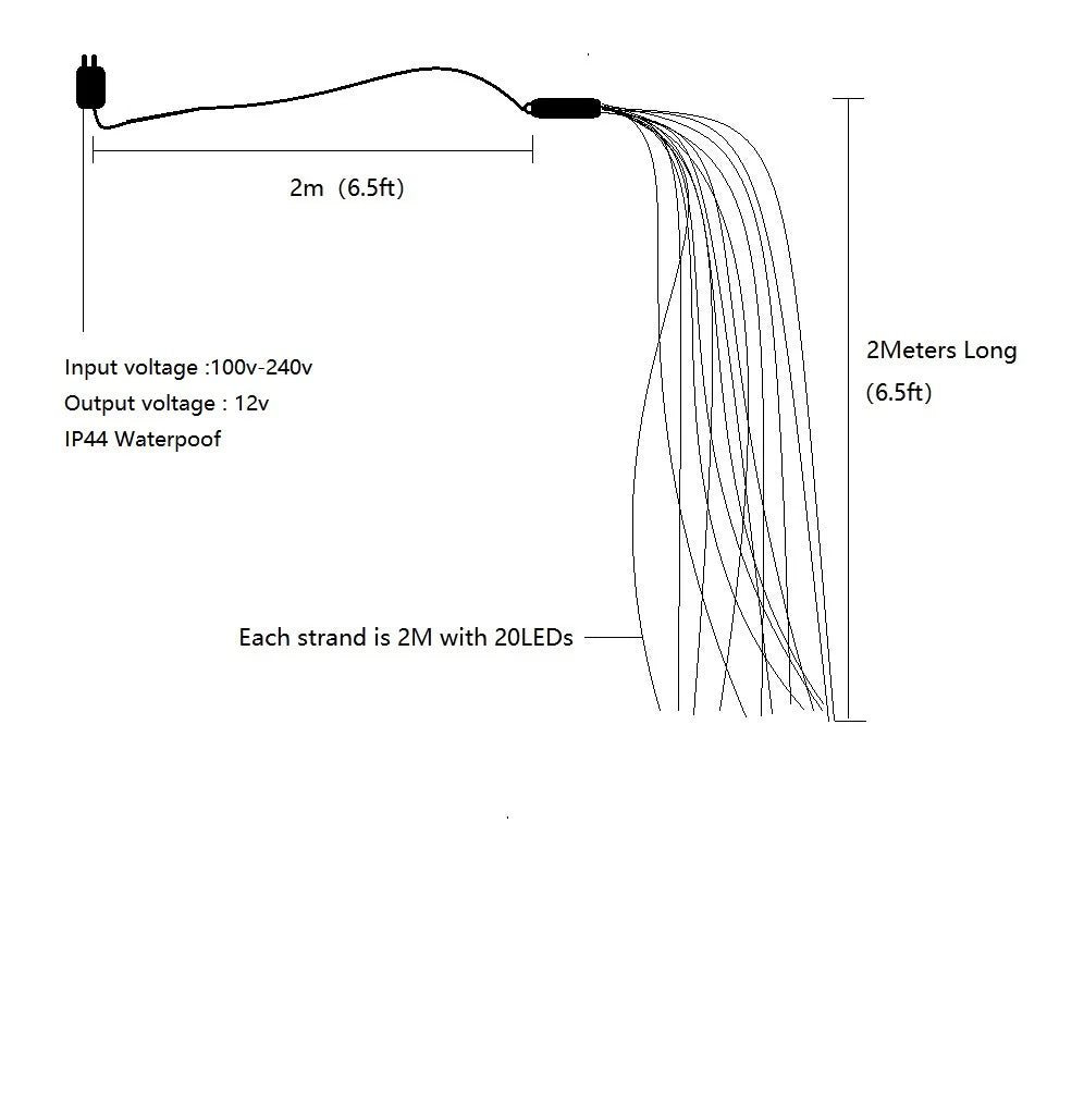 Christmas Lights Curtain String Light Waterfall Outdoor Decoration 2M 100-600LED Fairy Led Garland For Tree Garden Party Holiday