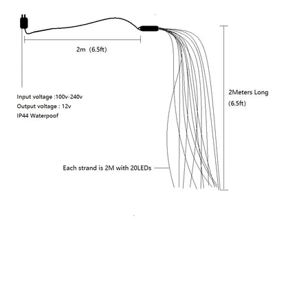 Christmas Lights Curtain String Light Waterfall Outdoor Decoration 2M 100-600LED Fairy Led Garland For Tree Garden Party Holiday
