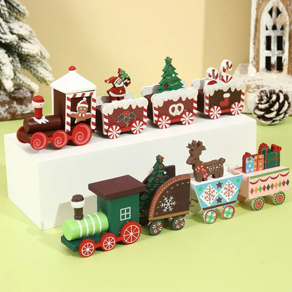 Christmas Tree Ornaments Wooden Train Christmas Decorations for Home Decor 2024 Navidad Noel Natal Gifts Happy New Year 2025