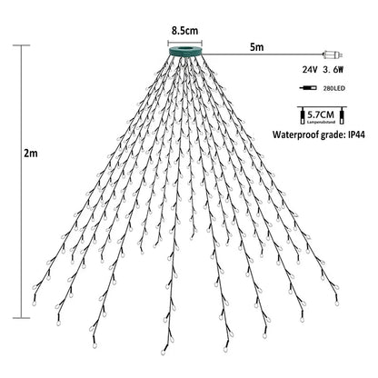 Christmas Tree Lights 8 Modes for 6ft-7ft Christmas Tree, Indoor Outdoor Xmas Decorations 280LED String Lights for Room Bedroom