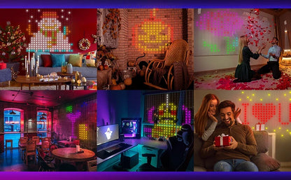 Christmas LED Curtain Lights Smart APP Controlled DIY Text Pattern Animation Display Music Change Light Garland Festival Decor