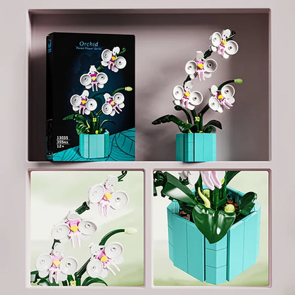 Miniature potted orchids, magnolias, paradise birds, chrysanthemums building blocks, Valentine's Day and Mother's Day gifts