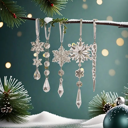 3/5/18pcs Crystal Christmas Tree Ornaments - New Year, Winter Party Decorations, Festive Tree Decorations, Best for Christmas