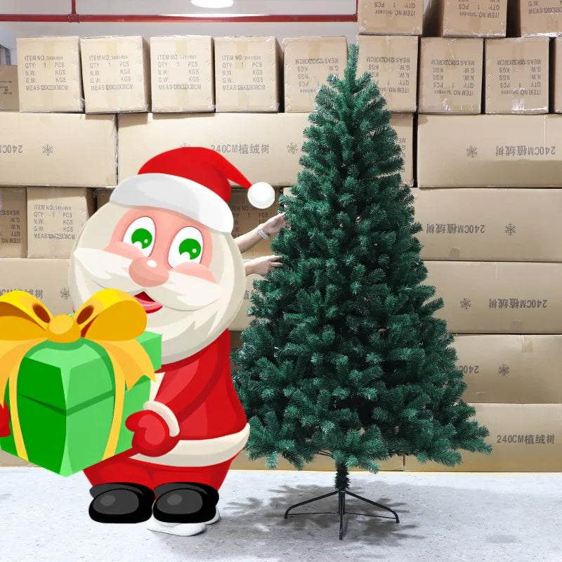 Christmas Tree Cryptic Eco-Friendly PVC Artificial Christmas Decorations 1.8m 2.1m Green Solid Tree