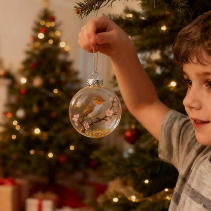 Christmas Clear Ball Ornaments Natures Birds Crystals Glass Set Hanging For Decor Set Xmas Tree Holiday Party Home Decoration