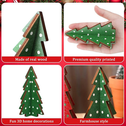 Christmas Decor 3 Pieces Wood Table Rustic Christmas Tree Farmhouse Wooden Xmas Centerpiece For Small Table Xmas Trees