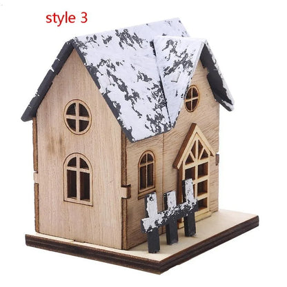Christmas LED Light Wooden House Luminous Cabin Merry Christmas Decorations for Home DIY Xmas Tree Ornaments Kids Gifts New Year